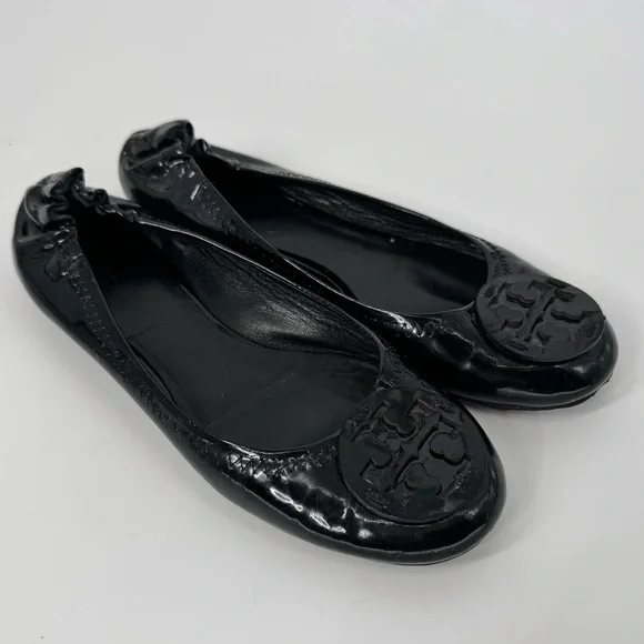 Tory Burch Shoes Reva Flats Black Patent Leather - Picture 8 of 8